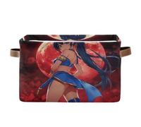 voucong Anime-style Beauty Red Moon Background storage baskets 1 pack, foldable and waterproof baskets for shelves with sturdy handle tub Decorativos for tool