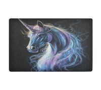 voucong Art Watercolor Painting UnicornWelcome Mat Outside Entry 32x20in Non-Slip Rubber Backing Absorbent for Patio Porch