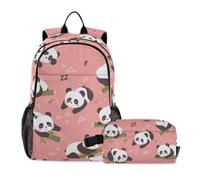 voucong Backpack For Boys With Lunch Box Cartoon Panda bamboos Cute School Bag And Lunch Box Set For Boys 9-10 years