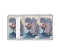 voucong Bathtub Hippo Cartoon Trifold Card Wallet for Travel Nylon Lighweight Card Wallet with Lanyard