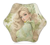 voucong Beautiful Blonde Princess White Rose Toddler Umbrellas Windproof Travel Rain Umbrella with Reflective Strip Pinch-Proof for Girls Boys Toddlers Child