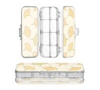 voucong Beige Cartoon Ginkgo Biloba Leaves Plastic Pencil Box Clear Double Deck Pens Hard Case For Kids With Lid