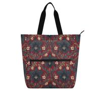 voucong Belize Black Orchid William Morris Pattern Kid Tote Bag for Kids Students Adults Waterproof Handbags Grocery Beach Bag with Zipper Pockets for College Shopping Beach