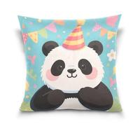 voucong Birthday Panda Cartoon Colorful pillow case for face throw pillow covers Home Decor For Bed Bedroom 18 x 18