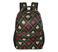 voucong Black and Gold Playing Cards camping backpack for kids with large bookbag for youth