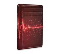 voucong Blood Donor Month Electrocardiogram Leather Slim Wallets for Men with Cash Slot RFID Blocking Slim Card Holder for Men and Women