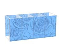 voucong Blue Valentine Cartoon Romantic Roses Acrylic Pencil Case Organizer 4 Compartments Transparent Plastic Pencil Dispenser for Classroom for SchoolSupplies
