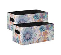 voucong Boho Bloom Bright Mystery Storage Basket 2 Pack Sturdy Closet Organizer for Books, Shelves, Closet