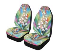 voucong Boho Lily of Valley Floral Rainbow Decorative seat Protector Set of 2 for SUV car Comfortable Sport seat Covers fundas para acientos de carro