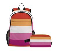 voucong Boy Backpack With Lunch Bag Sunset Lesbian Pride Flag Lgbt Les School Backpacks For Girls With Lunch Box age 8-10 years old