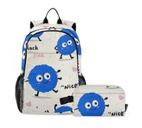 voucong Boys Backpacks With Lunchbox Cartoon Cute Blue monsters Boy School Backpack With Lunch Box 10-12