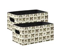voucong Brown Bow Aesthetic Cloth Storage Bins 2 Pack Decorative Basket Organizers for Organizing Clothes Blankets