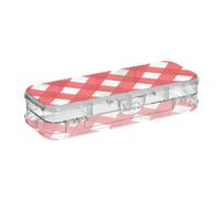voucong Buffalo Plaid Checked Red White Plastic Pencil Box Clear Double Layer Pencil Containers For Craft Art With Snap And Lid