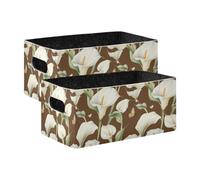 voucong Calla Lily Flower Butterfly Brown Cube Storage Organizer 2 Pack Cube Organizer for Books, Shelves, Closet