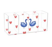voucong Cartoon Animal Swan love red Acrylic Pencil Holder Organizer 4 Compartments Clear Plastic Desk Organization for SchoolSupplies