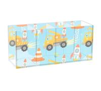 voucong Cartoon Car Vehicle ROCKETS Blue Acrylic Pen Cup 4 Compartments Transparent Plastic Stationery Organizer for SchoolSupplies
