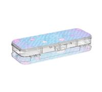 voucong Cartoon Checkered Plaid Star Colorful Pencil Storage Box Clear Double Layer Pen Storage Containers For Art Supplies With Snap Lid