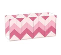 voucong Cartoon Childish Zigzag Pattern Pastel Peach Acrylic Pencil Case Organizer 4 Compartments Clear Plastic Desk Organization for SchoolSupplies
