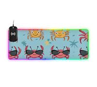 voucong Cartoon Crab Happy Cute Doodle Wirel Charging Glowing Cute Mouse pad Anti Slip Rest 35.4 x 15.7 in pc Mousepad
