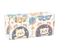 voucong Cartoon Cute Animal Astronauts Acrylic Pencil Holder Organizer 4 Compartments Transparent Plastic Pencil Dispenser for BedroomAccessory