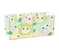 voucong Cartoon Cute Beer Green Acrylic Pen Holders 4 Compartments Transparent Plastic Crayon Organizer for SchoolSupplies