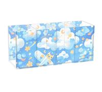 voucong Cartoon Cute Blue and White Plane Acrylic Pencil Case Organizer 4 Compartments Clear Plastic Desktop Organizer for SchoolSupplies