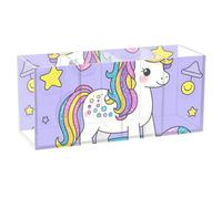 voucong Cartoon Cute Fake Sequin unicorns Acrylic Pen Holders 4 Compartments Transparent Plastic Pencil Dispenser for SchoolStorage