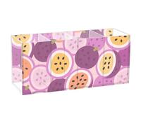 voucong Cartoon Cute Passion Fruit Purple Acrylic Pen Holder for Desk Cute 4 Compartments Transparent Plastic Desk Organization for OfficeSupplies