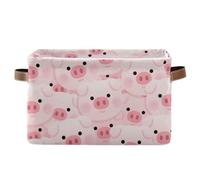 voucong Cartoon Cute Pig Pink storage baskets 1 pack, Foldable and waterproof pantry baskets with sturdy handle Hamper little for store