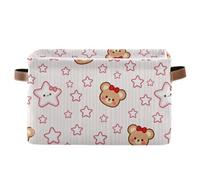 voucong Cartoon Cute Red Stars Bear storage baskets 1 pack, folding and waterproof decorative baskets with sturdy handle rack little for quilt