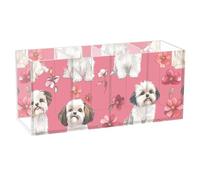 voucong Cartoon Dogs Hot Pink Acrylic Pen Holder 4 Compartments Transparent Plastic Desk Organization for SchoolSupplies