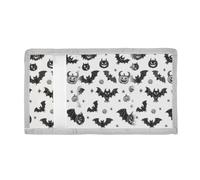 voucong Cartoon Evil Black Halloween Bat Monsters Trifold tri fold Wallet for Teenager pop Sturdy tri fold Wallet with Lanyard