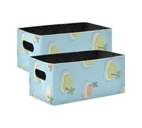 voucong Cartoon Island Blue Large Fabric Storage Baskets 2 Pack Foldable Closet Organizer for Shelves for Shelf Kitchen Bathroom Closet