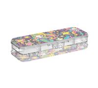 voucong Cartoon Mermaids Unicorns Rainbows Pencil Storage Box Clear Double Deck Pen Storage Containers For Stationery Supplies With Snap And Lid