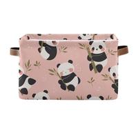 voucong Cartoon Panda bamboos storage baskets 1 pack, foldable and waterproof baskets for organizing with sturdy handle atorage little for cloth