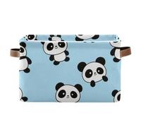 voucong Cartoon Panda Blue storage baskets 1 pack, folding and waterproof baskets organization and storage boxes with sturdy handle stuff little for baby