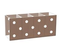 voucong Cartoon Polka Dot Brown Acrylic Pen Holder for Desk Aesthetic 4 Compartments Clear Plastic Art Supply Storage Organizer for SchoolSupplies