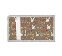 voucong Cartoon Rabbit Red Bow Cherry Trifold Wallets for Cards and Cash for Girl Minimalistic Sturdy Wallets Cards and Cash with Lanyard