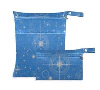 voucong Cartoon Religion Moon Star Blue Zippered Gym Clothes Bag 2 Pack Diaper Bag Essential Items with Handles for Beach