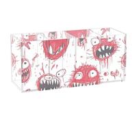 voucong Cartoon Scary Monster Red and White Acrylic Pencil Holder 4 Compartments Clear Plastic Crayon Holder for SchoolSupplies