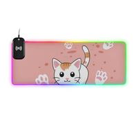 voucong Cat with Footprints Wirel Charging Glowing Cute Mouse pad Flashy Home Office 35.4 x 15.7 in Mousepad Gaming