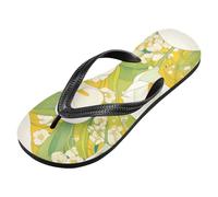 voucong Chic Calla Lily Lemon Yellow Light Green rubber flip flops men essential beach flip for Shower Swimming Pool