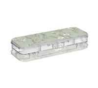 voucong Chic Rosemary Sage Green Wild Clear Pencils Box 2 Layer Pens Hard Case For Stationery Supplies With Snap Lid