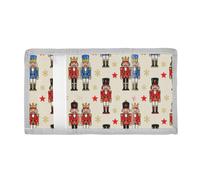 voucong Childish Cartoon Nutcracker Soldiers Pattern Trifold Men's Wallet for Girl Simple Casual Men's Wallet with Lanyard