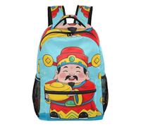 voucong Chinese God Wealth Rich Blue one strap backpack for kids with chest strap bookbag for student