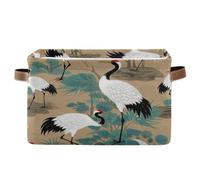 voucong Chinese Retro Cloud Crane Beige storage baskets 1 pack, foldable and waterproof durables fabric storage cubes with sturdy handle tub Decoracion for bathroom