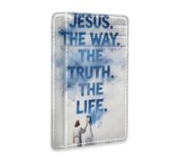 voucong Christian Jesus Faith Modern White Leather Women's Slim Wallet with Money Clip RFID Blocking Credit Card Holder for Men&Women