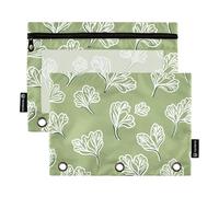 voucong Cilantro Simple Line Art Valentine Cartoon Binder Pen Holder Large Pencil Bags with Clear Window in Assorted Colors School Class Office Organizers 2 PCS