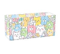 voucong Colorful Cartoon Cats Acrylic Pen Organizer for Desk 4 Compartments Transparent Plastic Marker Organizer for SchoolSupplies