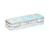 voucong Colorful Checkered Stars Clear Pencils Box Double-Deck Transparent Hard Pens Case For Stationery Supplies With Lid